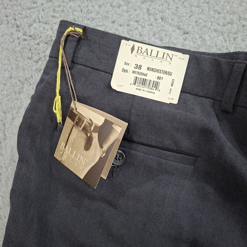 NEW Ballin Relax Pants 38 Manchester Linen Blend Pleated Blue Gray Dress - Picture 3 of 8